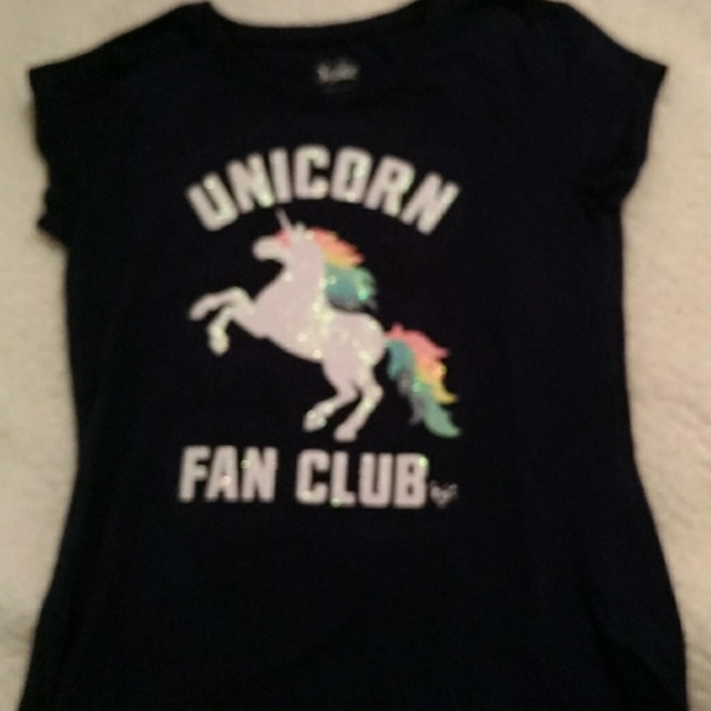 Unicorn fan club glittery tee